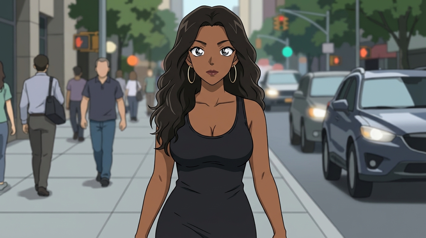 Photo to anime in Detective Conan style - Black woman