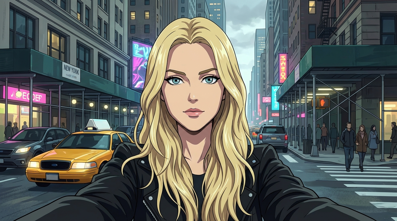 Photo to anime in Cyberpunk style - Blonde