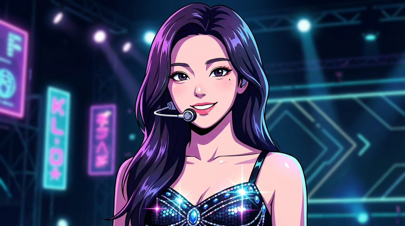 Photo to anime in Cyberpunk style - K-pop star