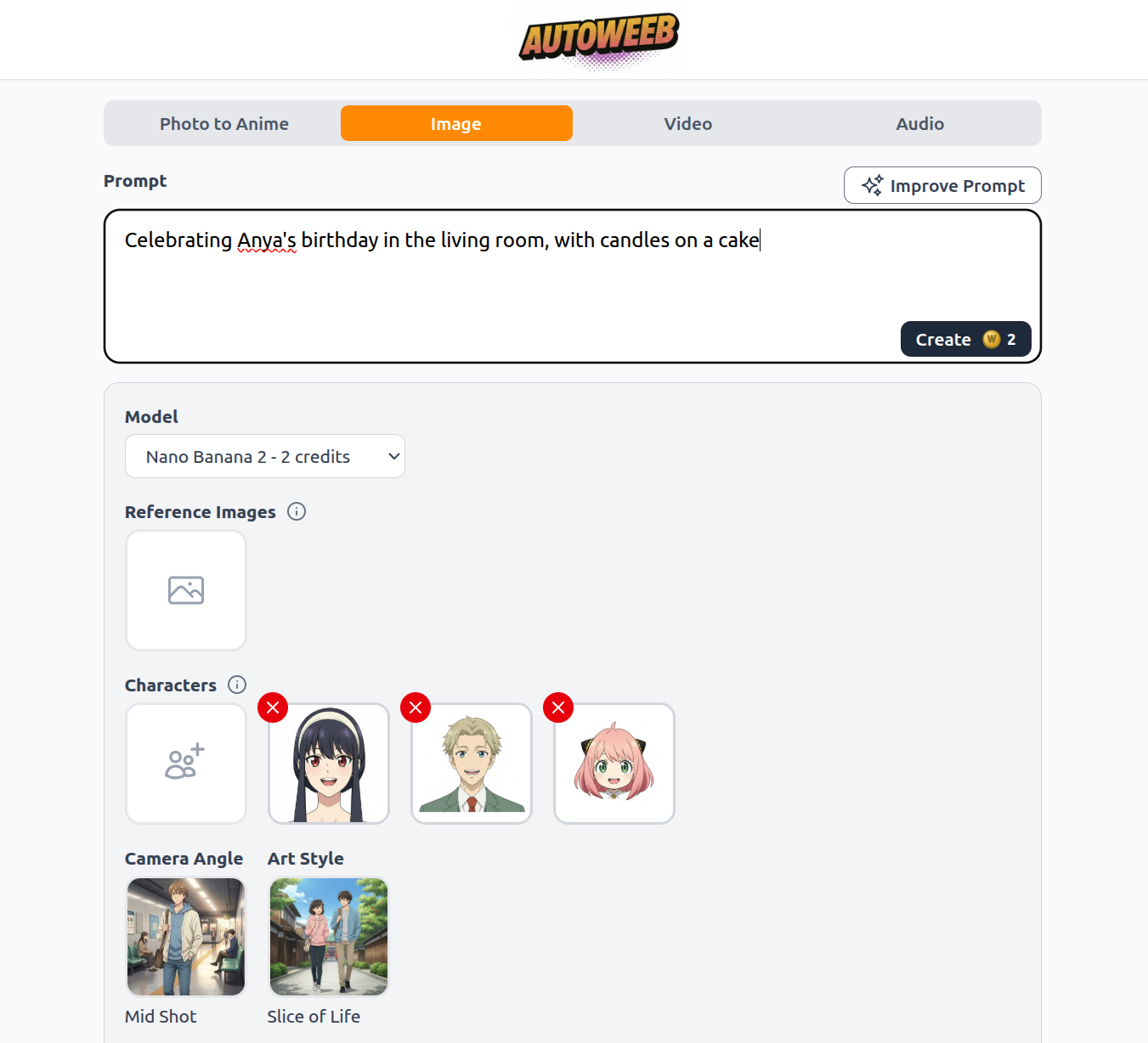 생일 씬을 위한 AutoWeeb 이미지 생성 프롬프트