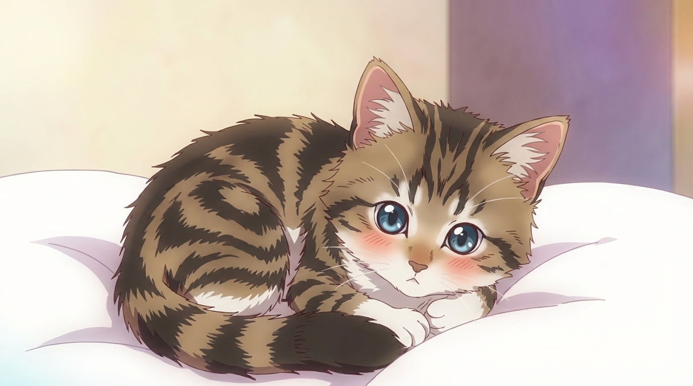 猫的第二张动漫渲染图，展示风格选择器如何改变输出效果