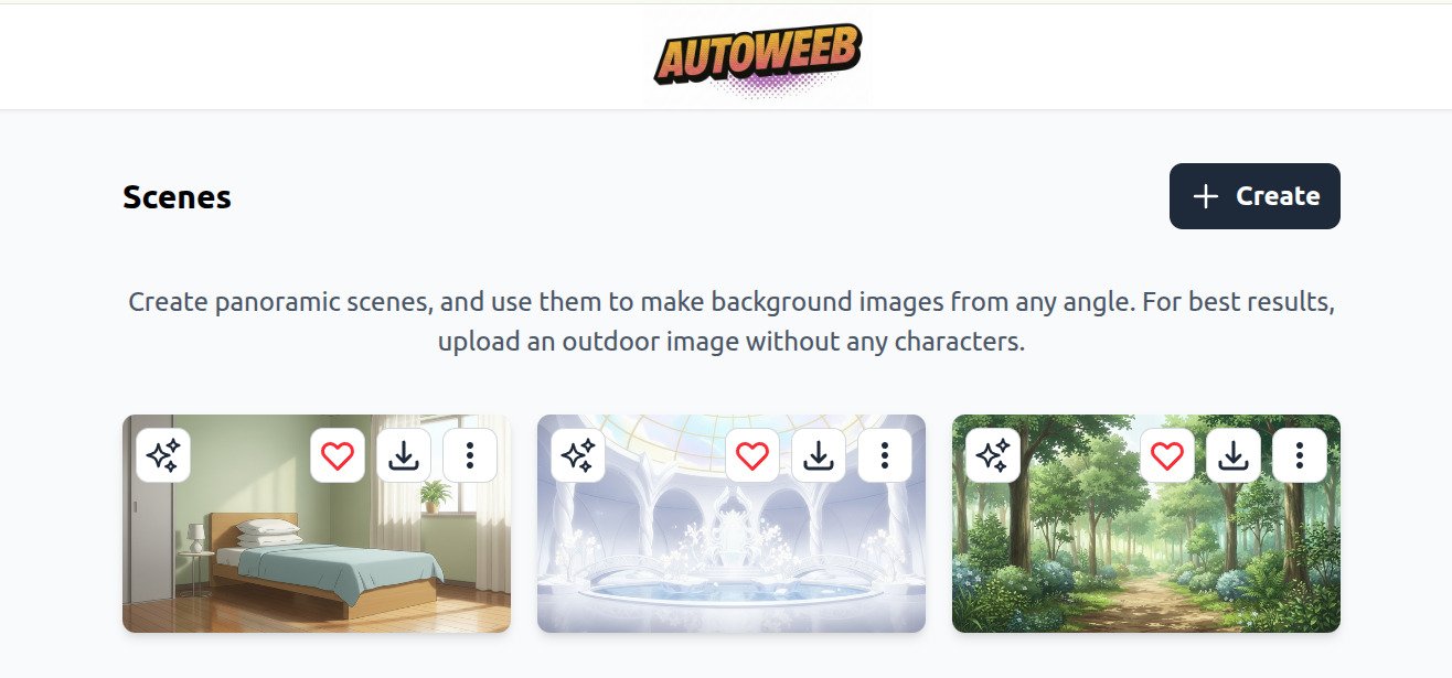 AutoWeeb scene creation interface