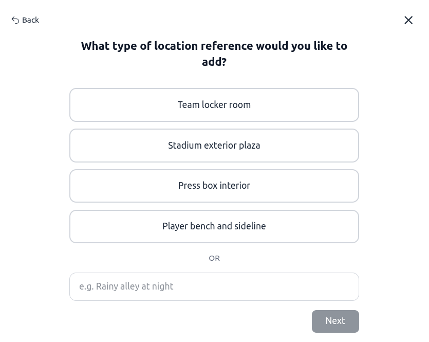 ロッカールームやスタジアム外観プラザなどのスマート提案UI