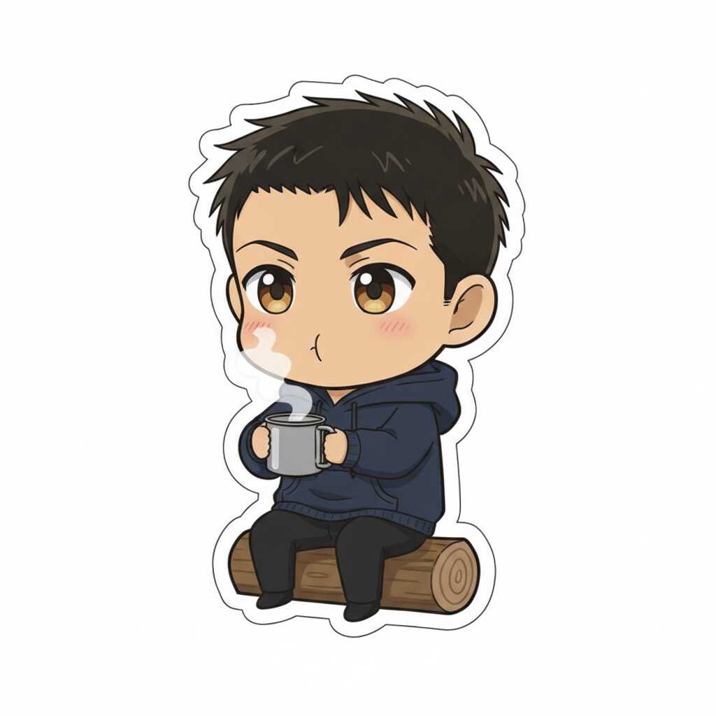 Chibi eating s'mores from the Camping Chibi Sticker Pack