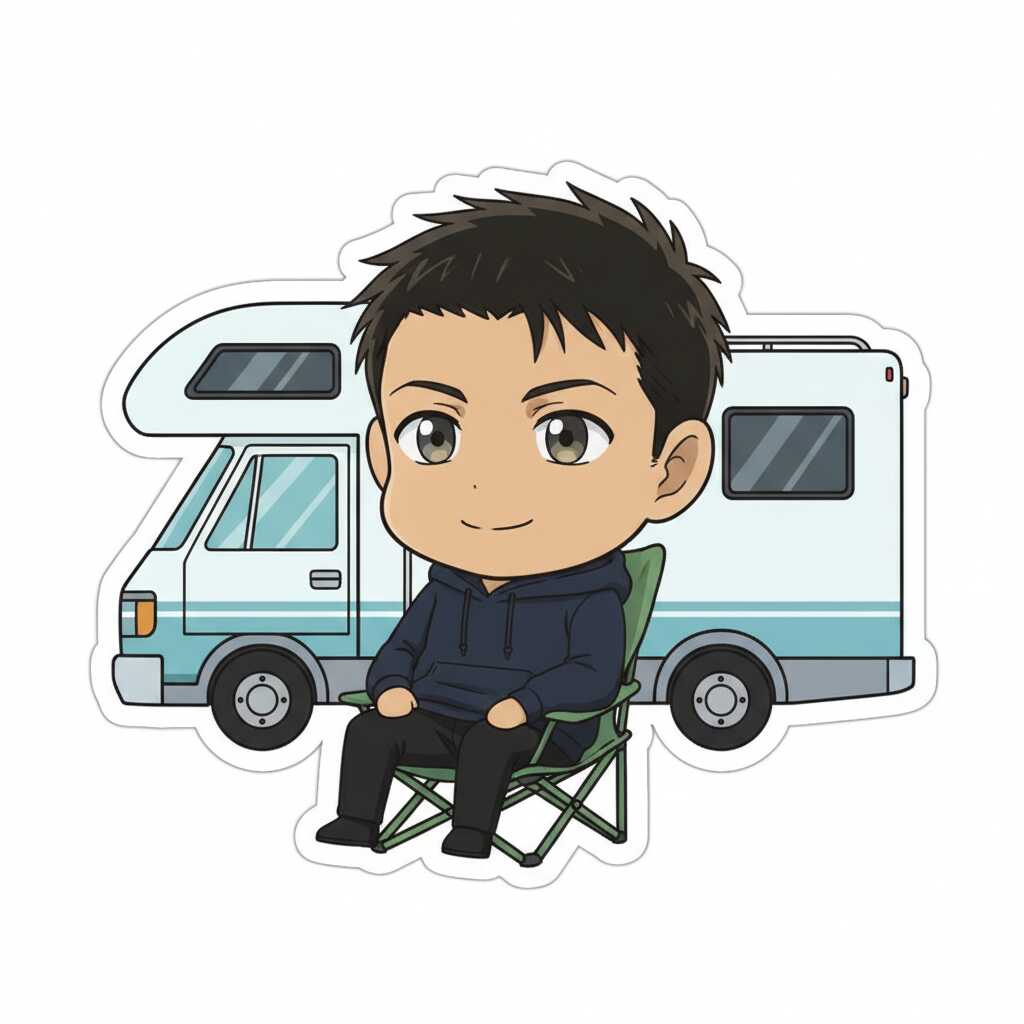 Chibi character hiking