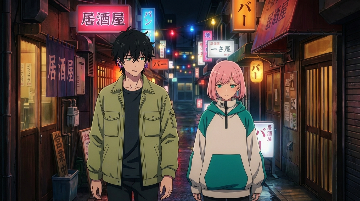 Anime neon alley from the Japan City Life photo pack