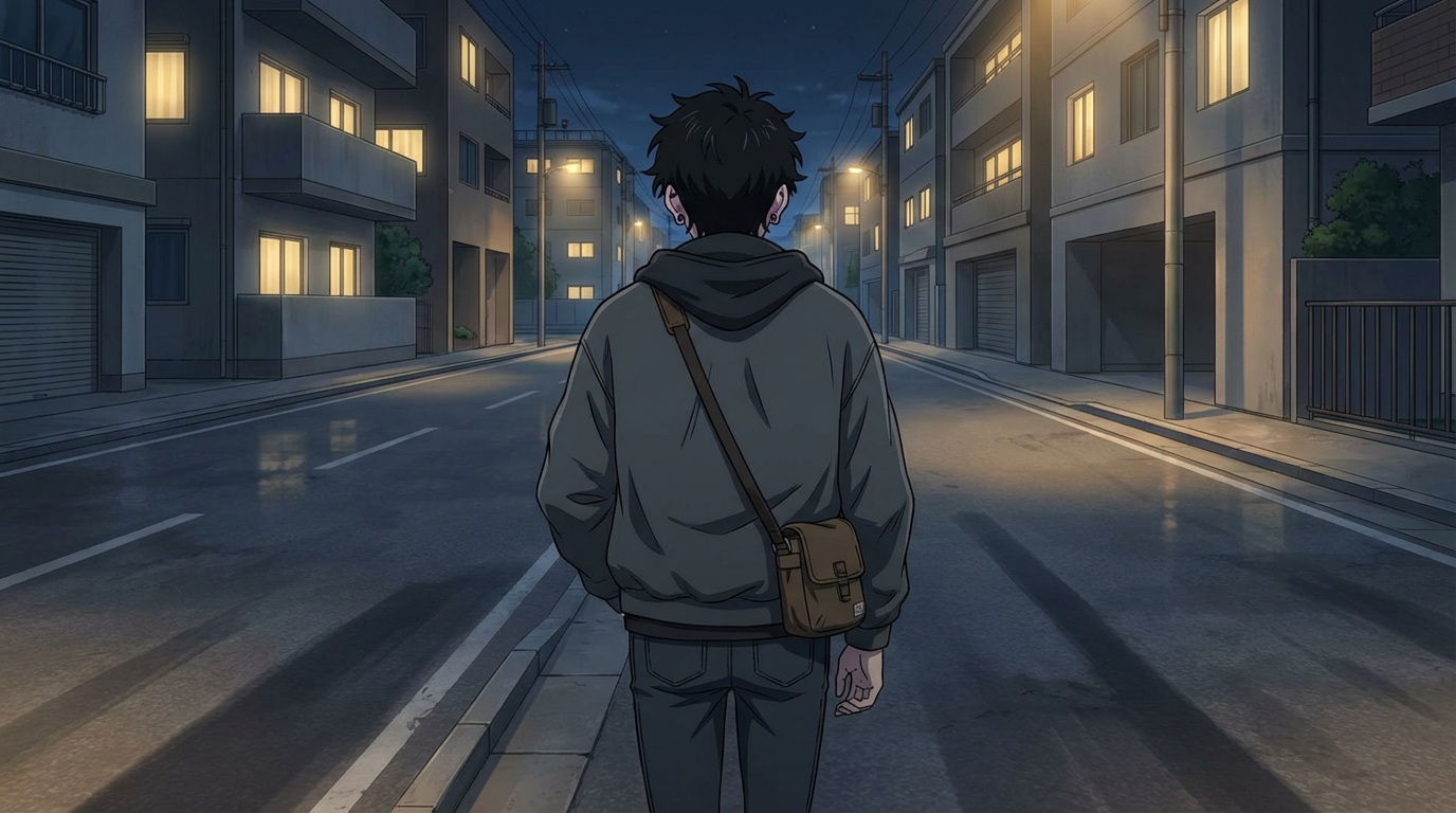 Anime late night walk from the Japan City Life photo pack