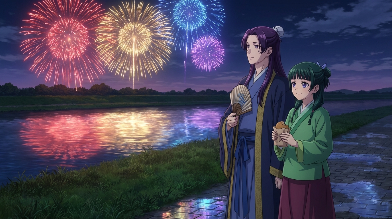 Anime fireworks at matsuri from the Japanese Culture Festival Life photo pack