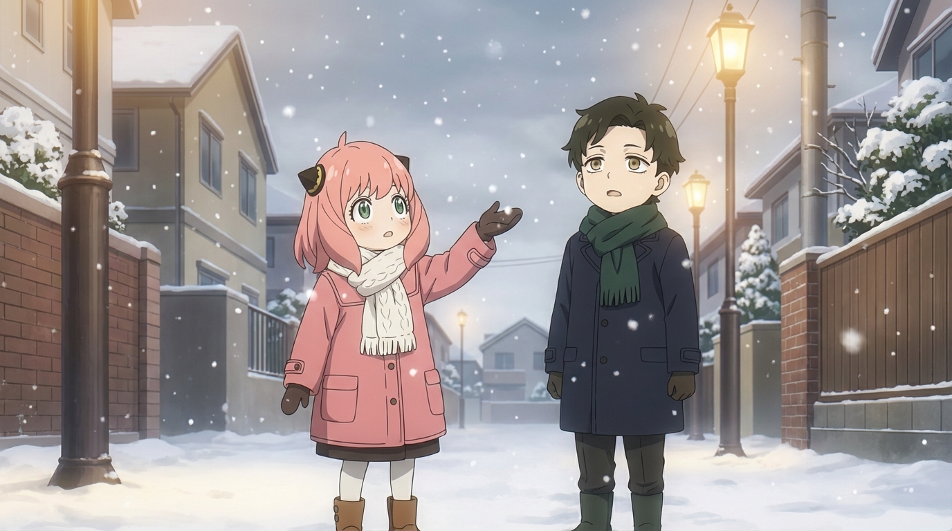 Anime first snowfall from the Japanese Nature photo pack