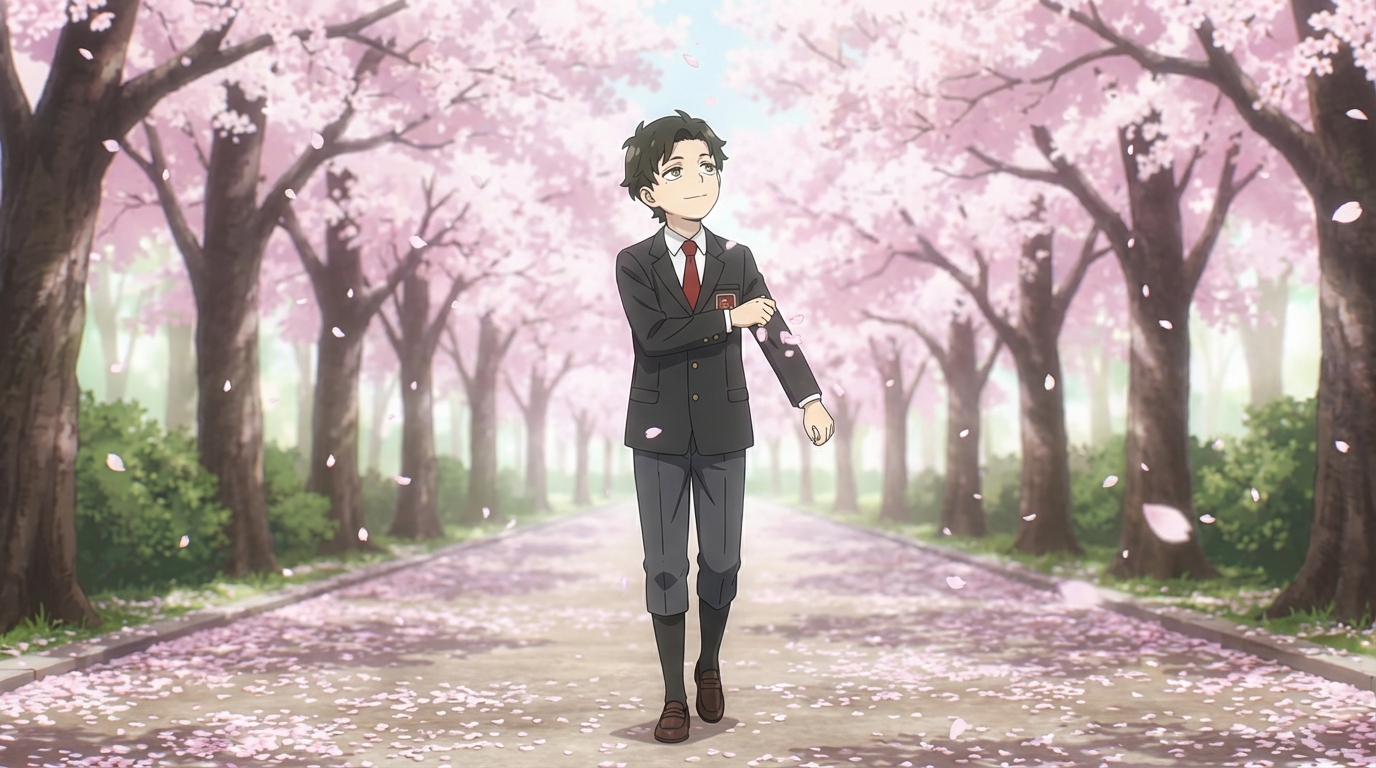 Anime cherry blossom path from the Japanese Nature photo pack