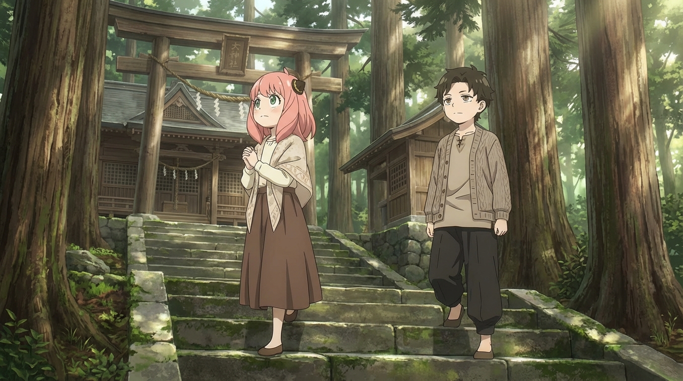 Zenkaikonにインスパイアされたキャラクターが属しそうなアニメ春の自然シーン