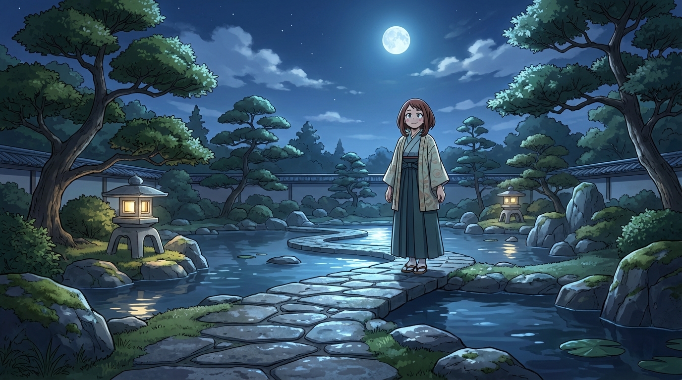 Anime moonlit garden from the Japanese Spirituality photo pack