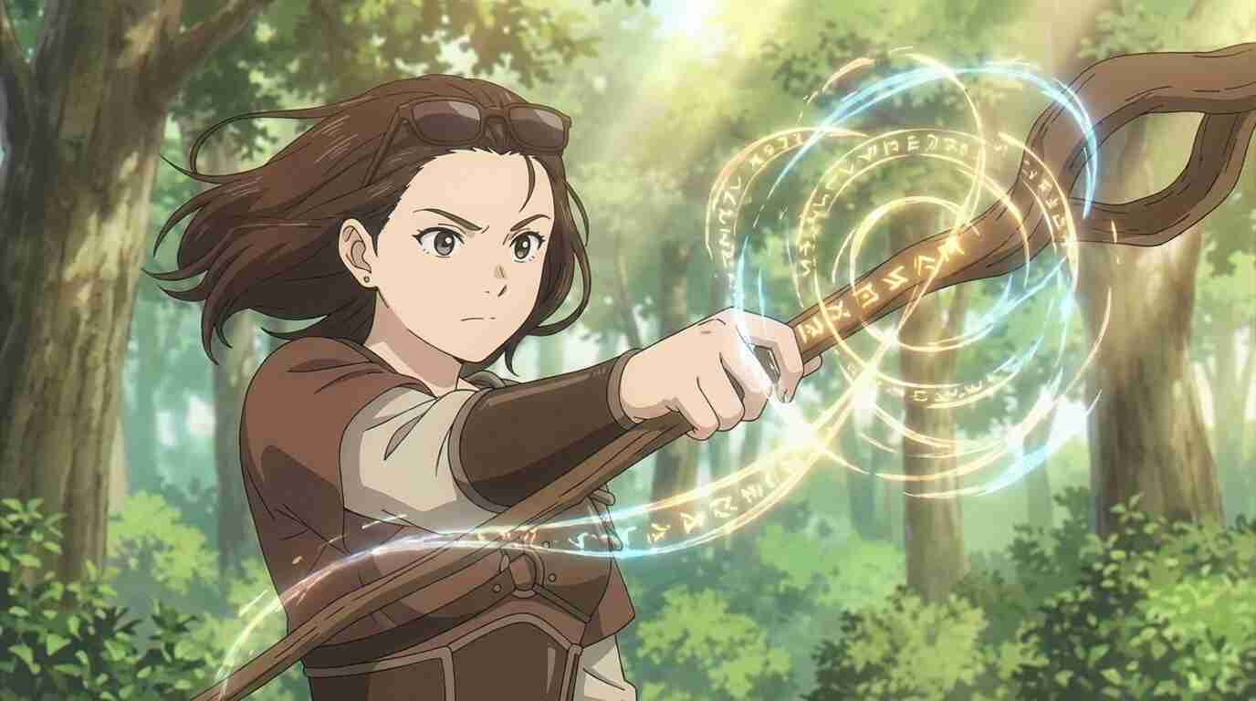 AI anime magic spell scene