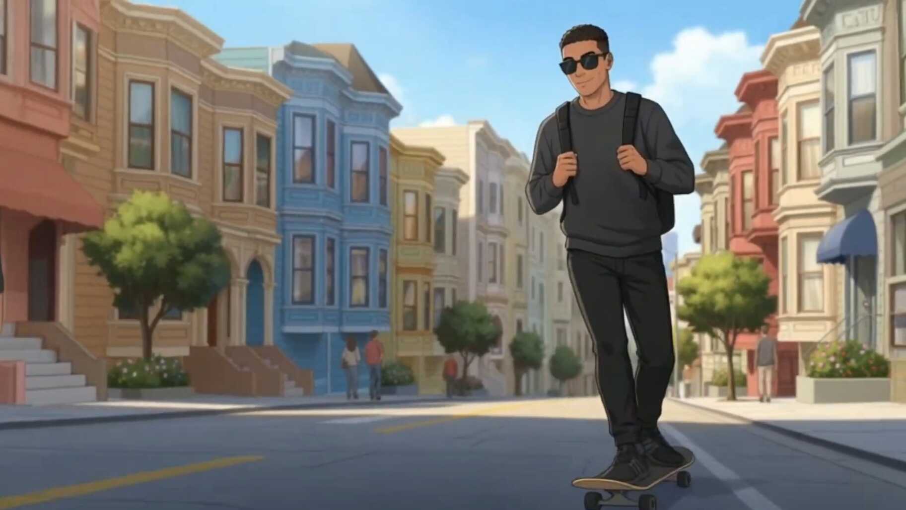 AI Anime of a man skateboarding