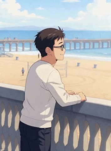 AI Anime Beach Day Scene
