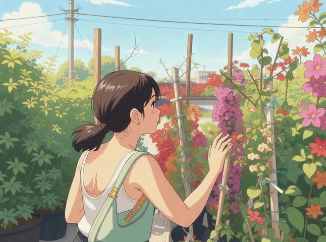 AI Anime Flower Shopping Scene